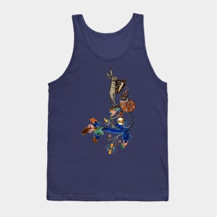 WEIRD MEDIEVAL BESTIARY MAKING MUSIC Harp Playing Hare,Snail Cat Tank Top